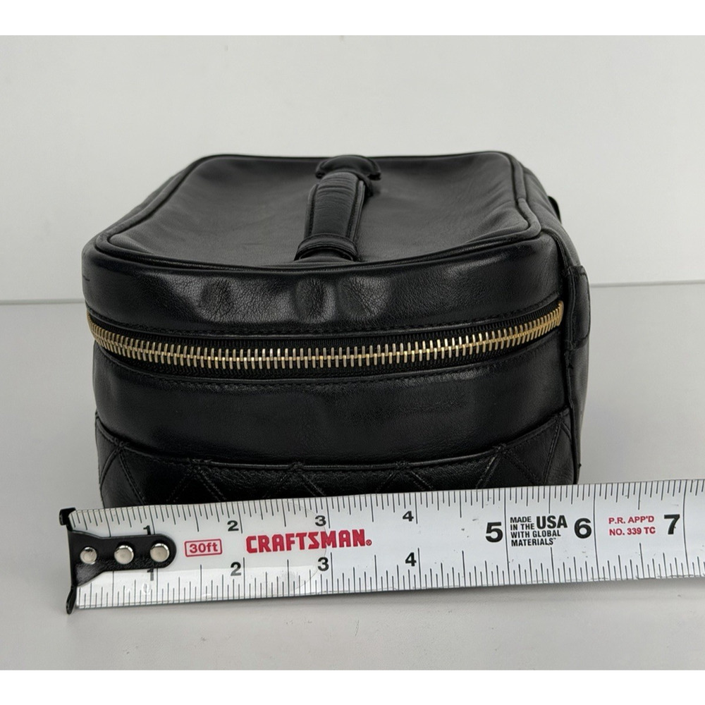 Chanel Vanity Case Vintage Black Quilted Lambskin Top Handle 1989-1991 S11 - Picture 13 of 15